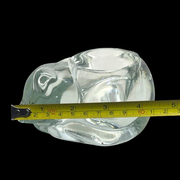 Vintage Indiana Glass Sleeping Cat Crystal Votive Candle Tea Light Holder Kitty - Picture 10 of 11